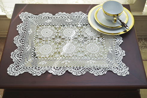 White Crochet Placemats 14"x20". All Cotton. ( 2 pieces)